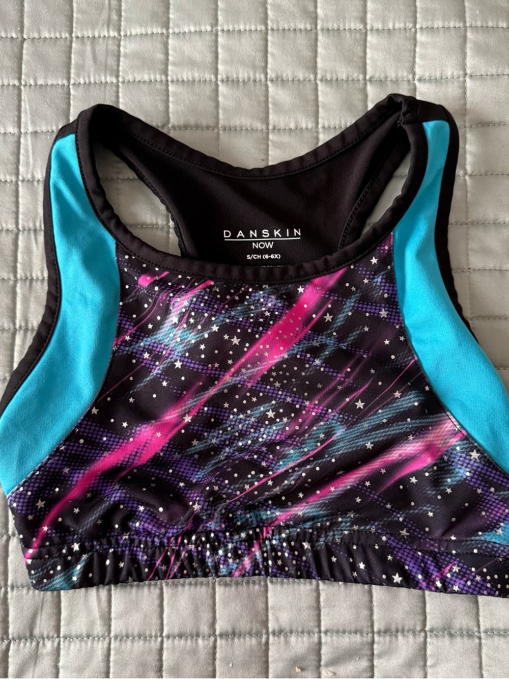 Danskin Galaxy Print Sports Bra with Teal Panels